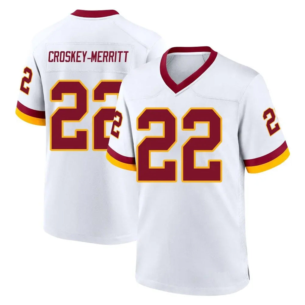 Rebec W.Commanders #22 Jacory Croskey-Merritt Player White Home Game Stitched Jerseys
