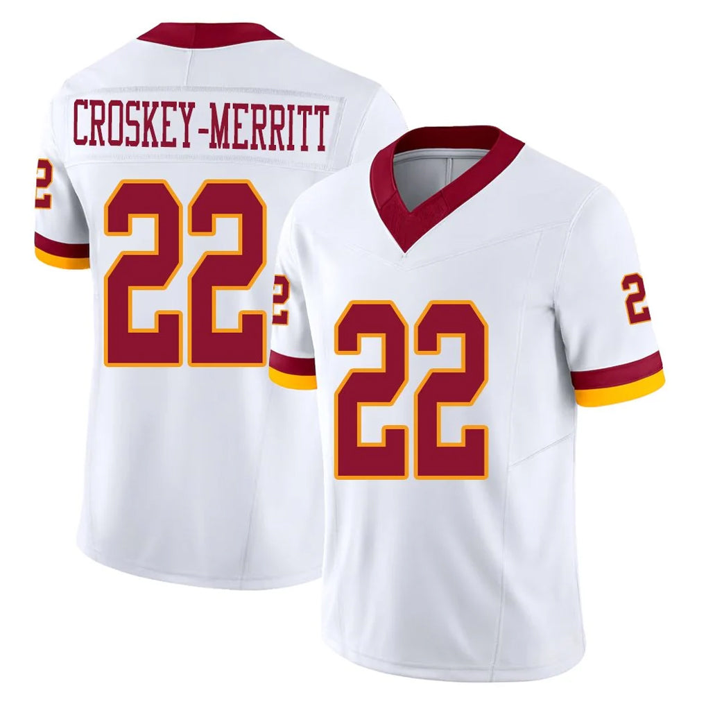 Rebec W.Commanders #22 Jacory Croskey-Merritt Player White Limited Vapor F.U.S.E. Home Game Stitched Jerseys