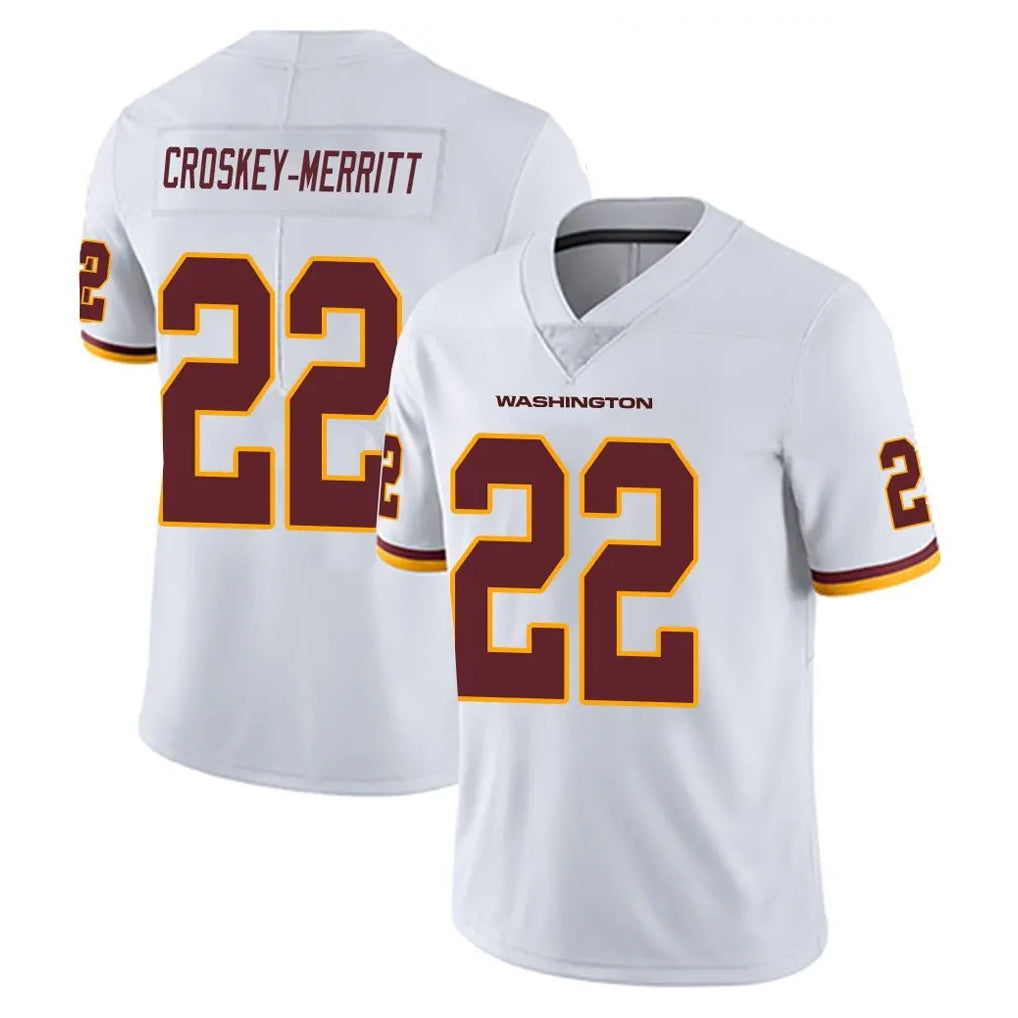 Rebec W.Commanders #22 Jacory Croskey-Merritt Player White Limited Vapor Untouchable Home Game Stitched Jerseys