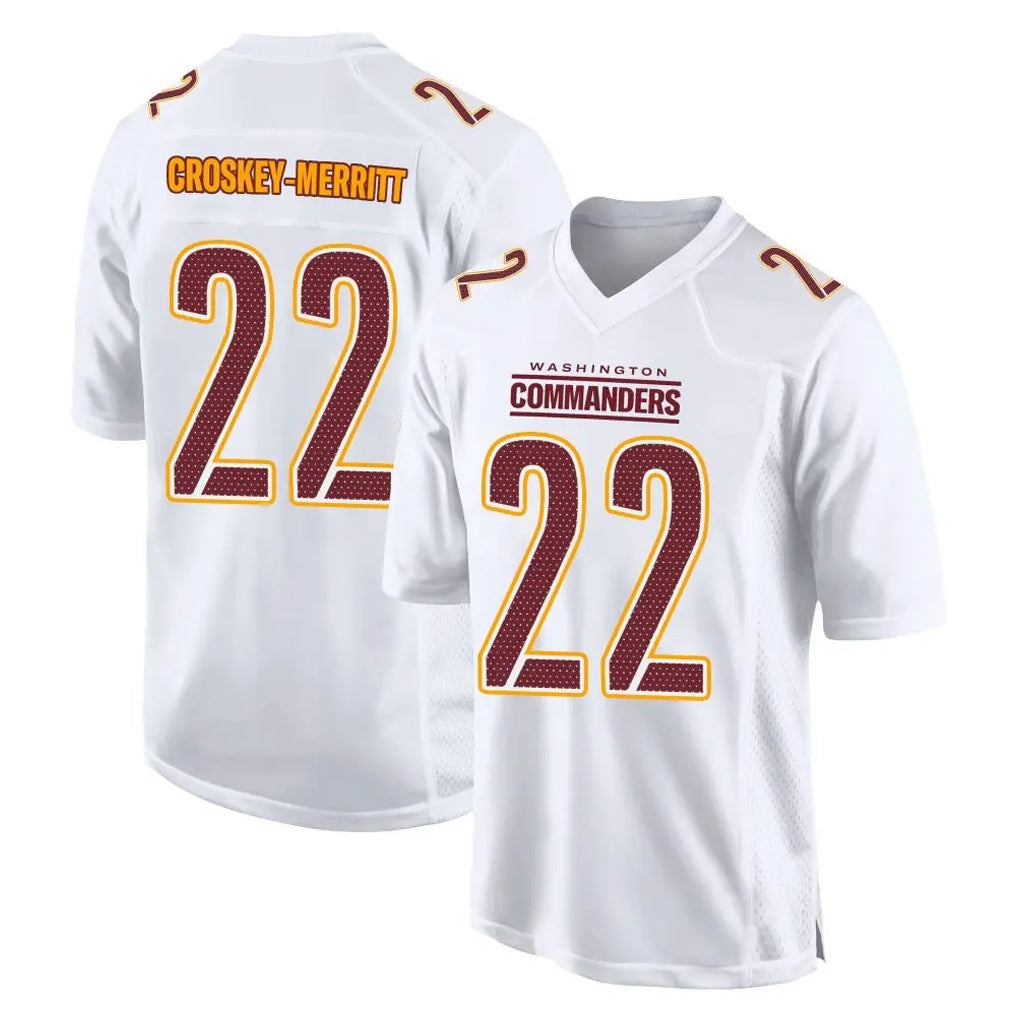 Rebec W.Commanders #22 Jacory Croskey-Merritt Player White Tundra Fashion Home Game Stitched Jerseys
