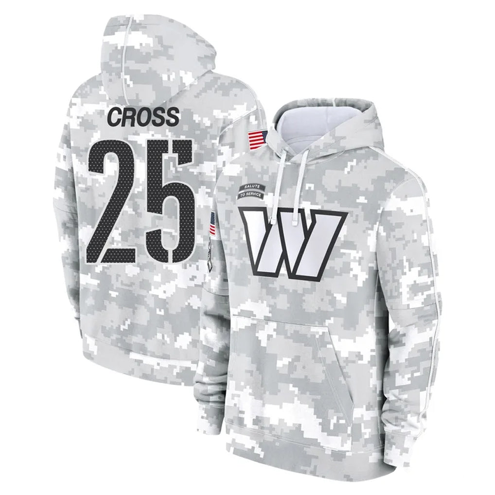 Rebec W.Commanders #25 Nick Cross Player Arctic Camo Limited Salute to Service Pullover Hoodies Game Stitched Jerseys