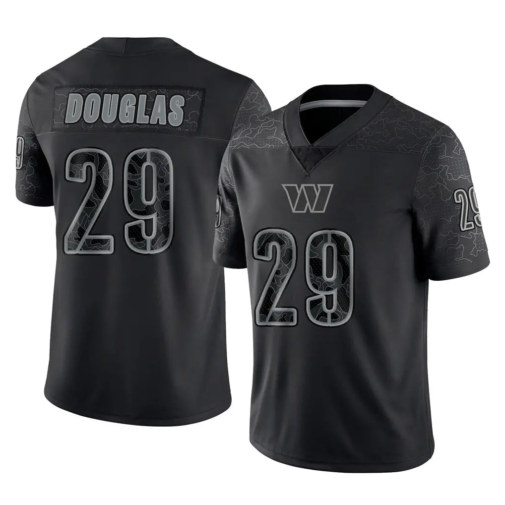 Rebec W.Commanders #29 Rasul Douglas Player Black Limited Reflective Home Game Stitched Jerseys