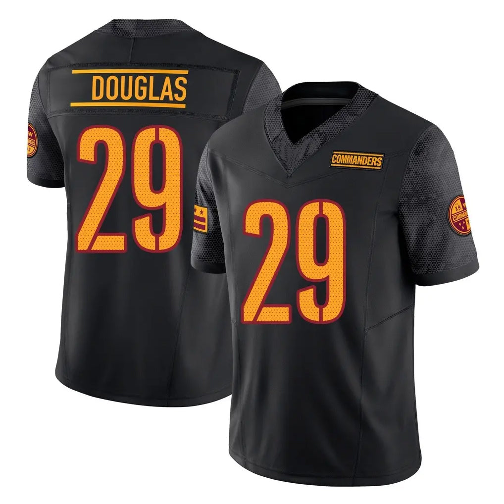 Rebec WW.Commanders #29 Rasul Douglas Player Black Limited Vapor F.U.S.E. Home Game Stitched Jerseys