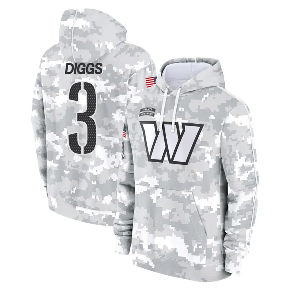 Rebec W.Commanders #3 Stefon Diggs Player Arctic Camo Limited Salute to Service Pullover Hoodies Game Stitched Jerseys