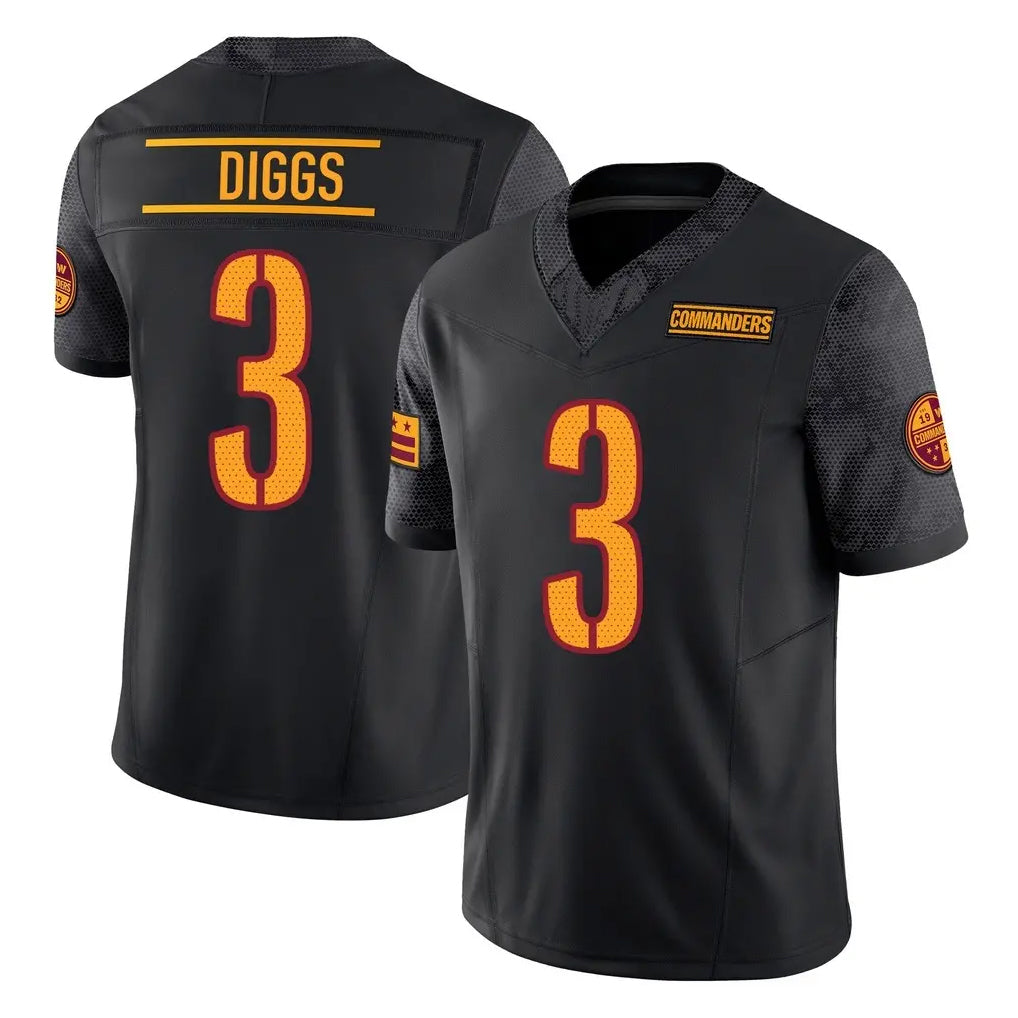 Rebec W.Commanders #3 Stefon Diggs Player Black Limited Vapor F.U.S.E. Home Game Stitched Jerseys