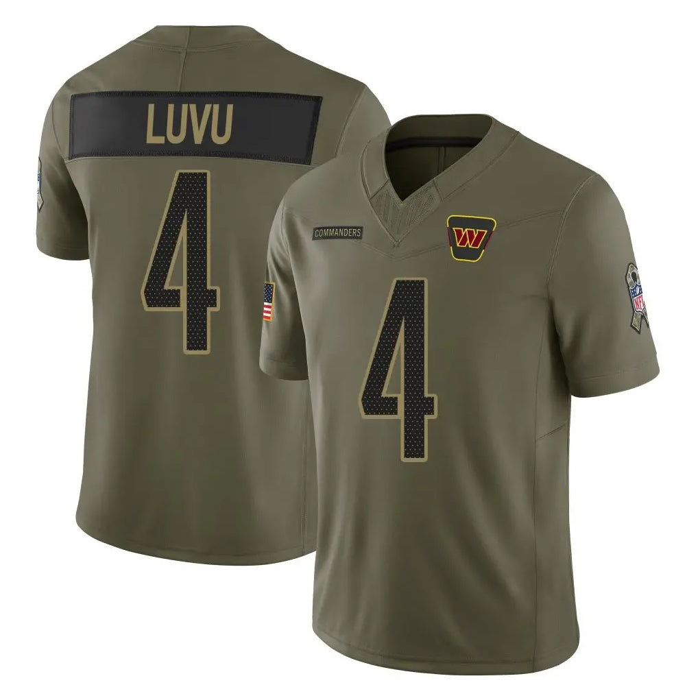 Rebec W.Commanders #4 Frankie Luvu Player Olive 2025 Salute To Service Limited Home Game Stitched Jerseys