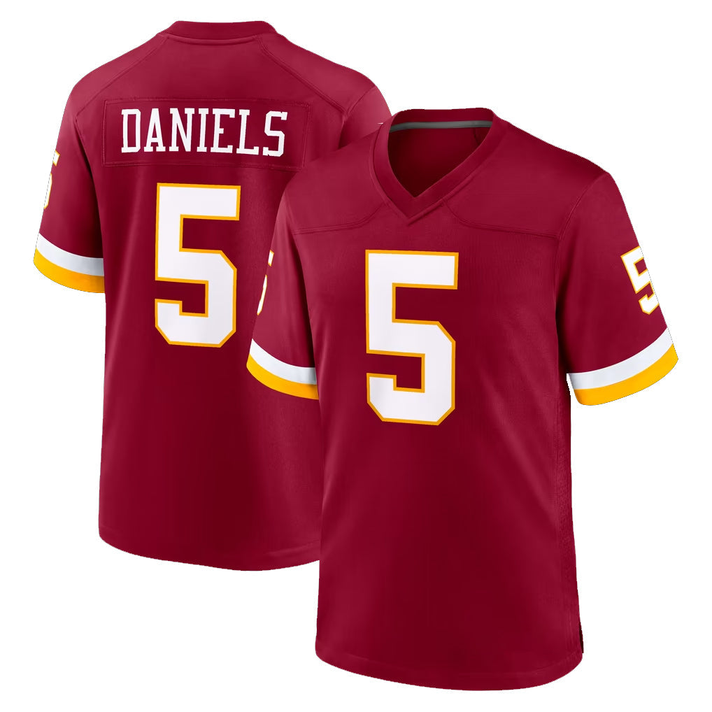 Rebec W.Commanders #5 Jayden Daniels Player Burgundy Game Home Stitched Jerseys