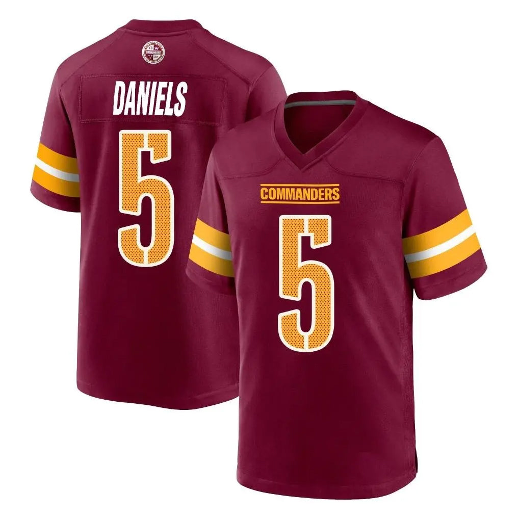 Rebec W.Commanders #5 Jayden Daniels Player Burgundy Home Game Stitched Jerseys