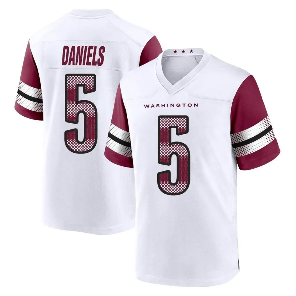Rebec W.Commanders #5 Jayden Daniels Player White Game Home Stitched Jerseys