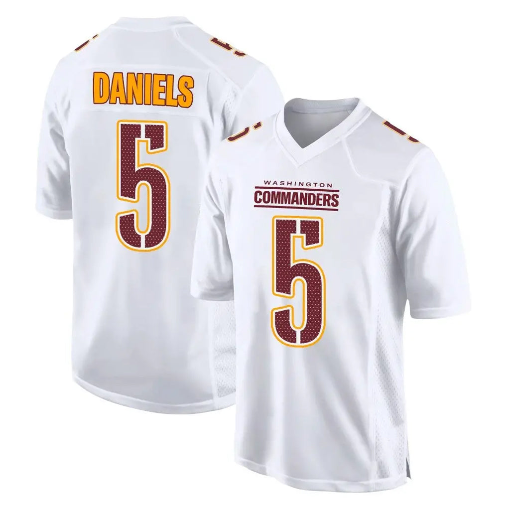 Rebec W.Commanders #5 Jayden Daniels Player White Tundra Fashion Home Game Stitched Jerseys