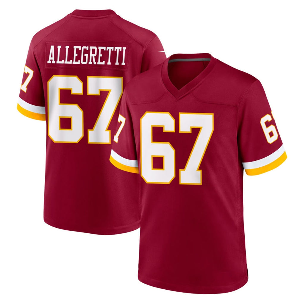 Rebec W.Commanders #67 Nick Allegretti Player Burgundy Game Home Stitched Jerseys