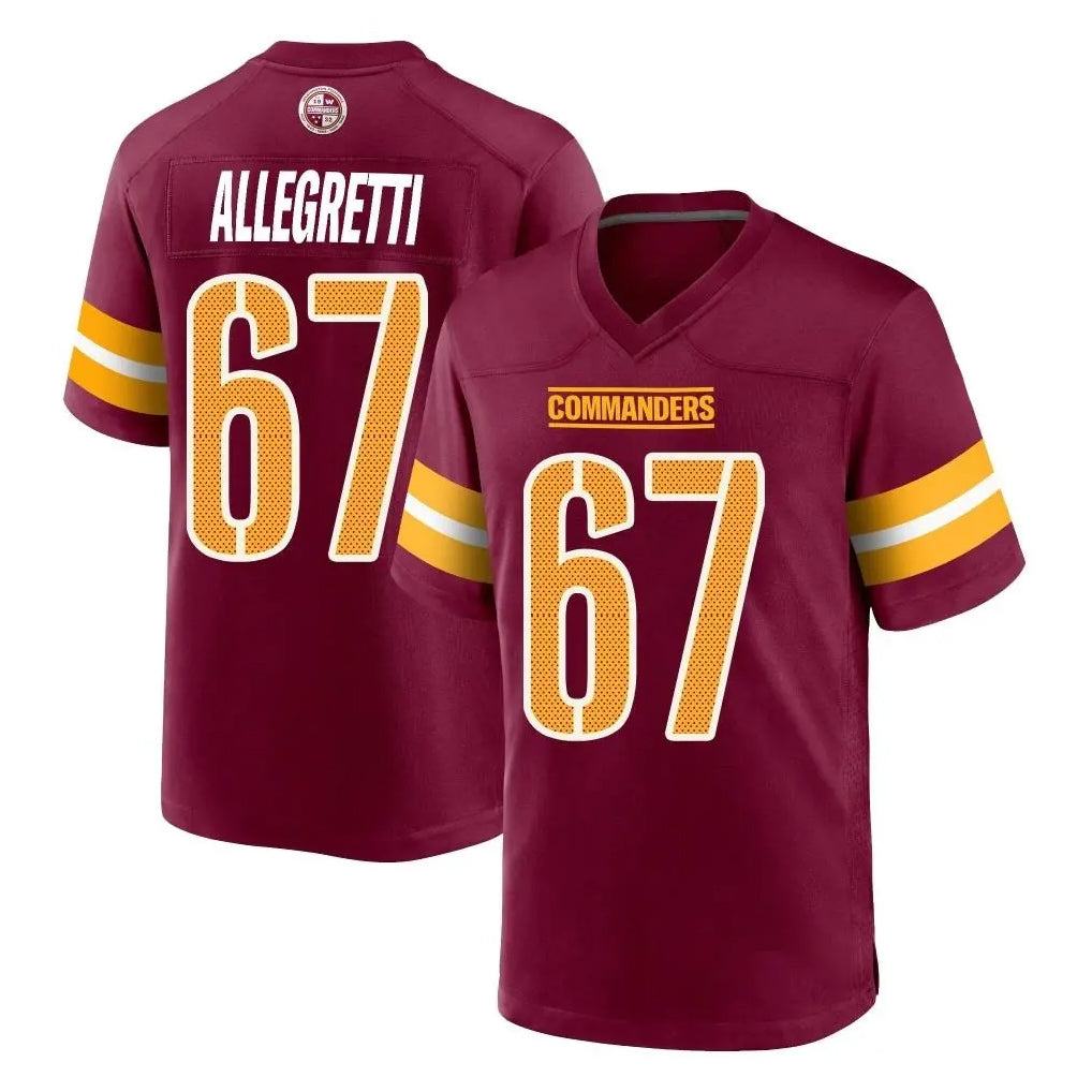 Rebec W.Commanders #67 Nick Allegretti Player Burgundy Home Game Stitched Jerseys