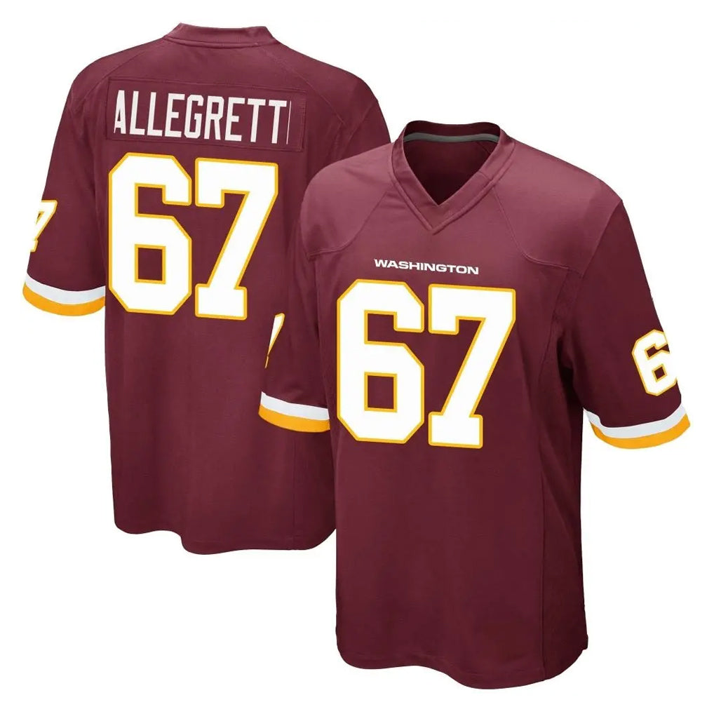 Rebec W.Commanders #67 Nick Allegretti Player Burgundy Team Color Home Game Stitched Jerseys