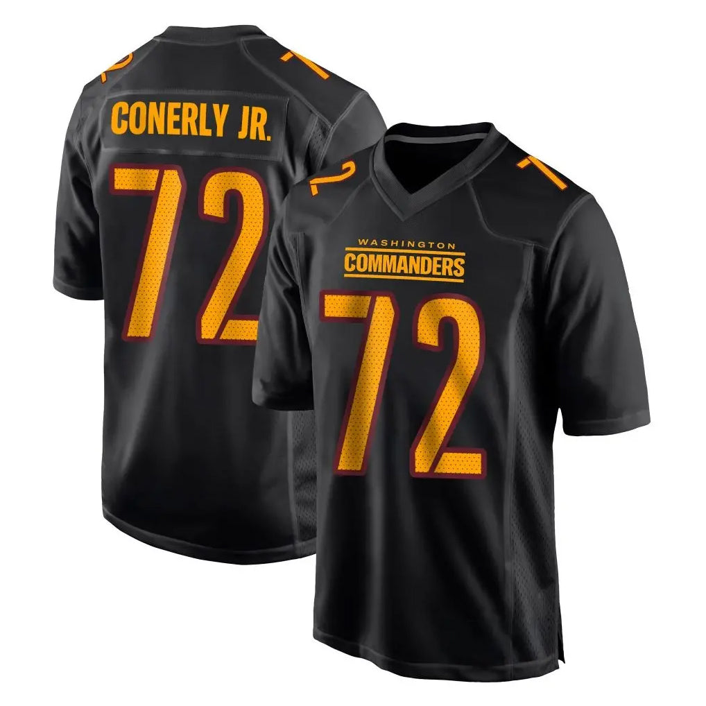 Rebec W.Commanders #72 Josh Conerly Jr. Player Black Carbon Fashion Home Game Stitched Jerseys