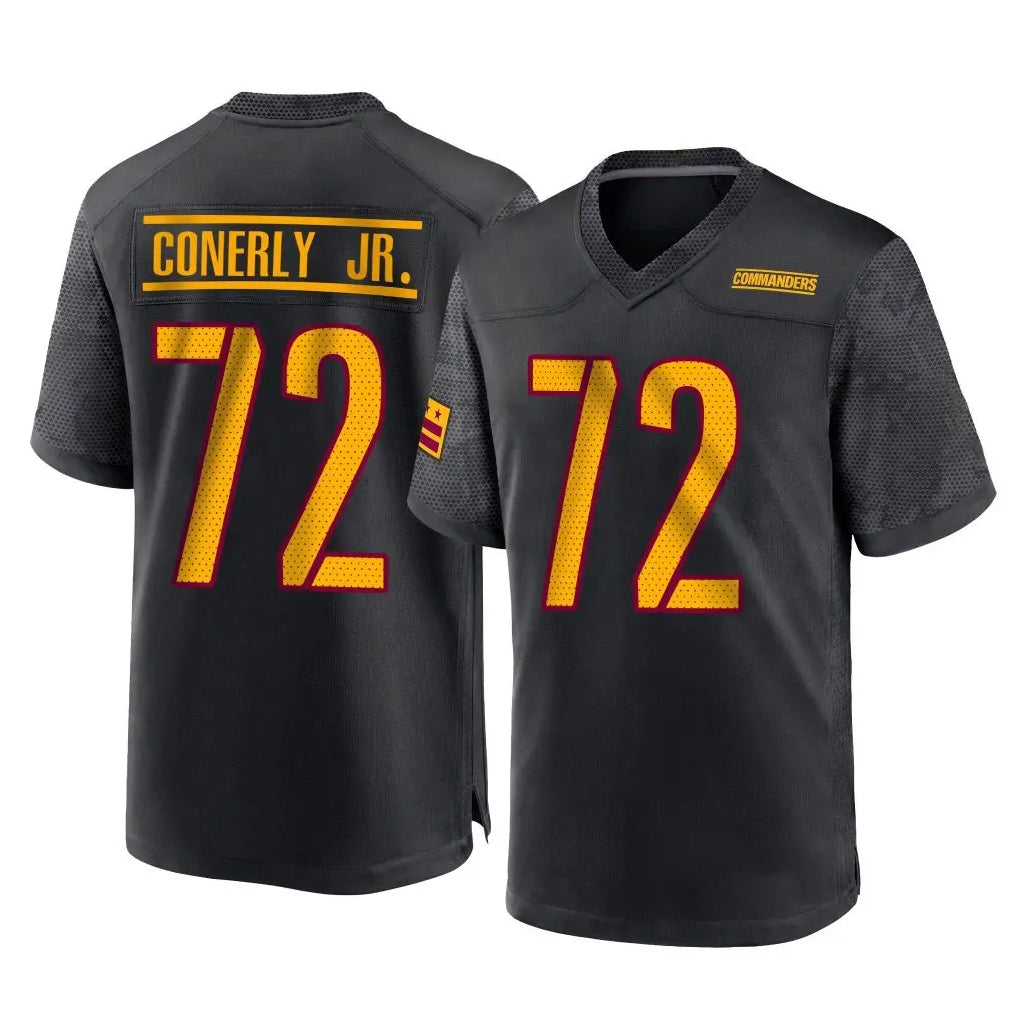 Rebec W.Commanders #72 Josh Conerly Jr. Player Black Home Game Stitched Jerseys