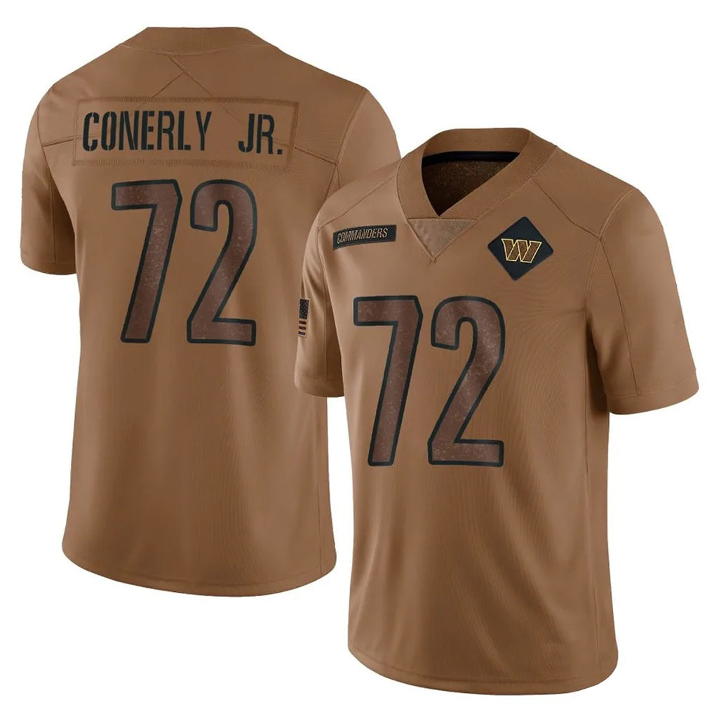 Rebec W.Commanders #72 Josh Conerly Jr. Player Brown Limited Salute To Service Home Game Stitched Jerseys