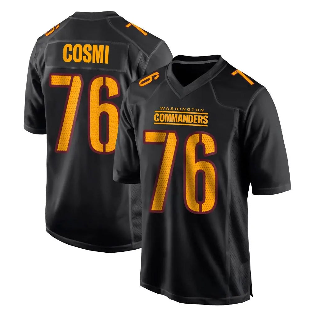 Rebec W.Commanders #76 Sam Cosmi Player Black Carbon Fashion Home Game Stitched Jerseys