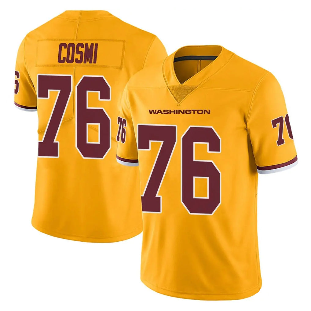 Rebec W.Commanders #76 Sam Cosmi Player Gold Limited Color Rush Home Game Stitched Jerseys