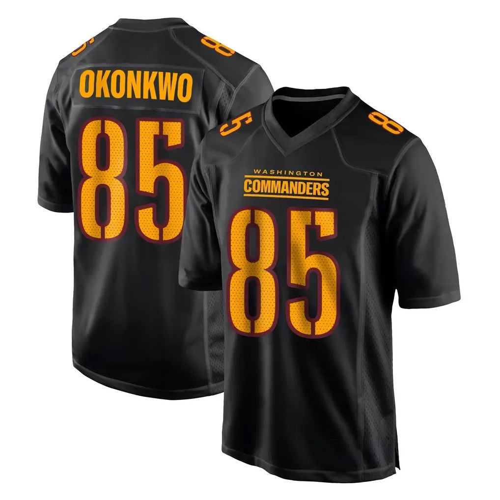 Rebec W.Commanders #85 Chig Okonkwo Player Black Carbon Fashion Home Game Stitched Jerseys