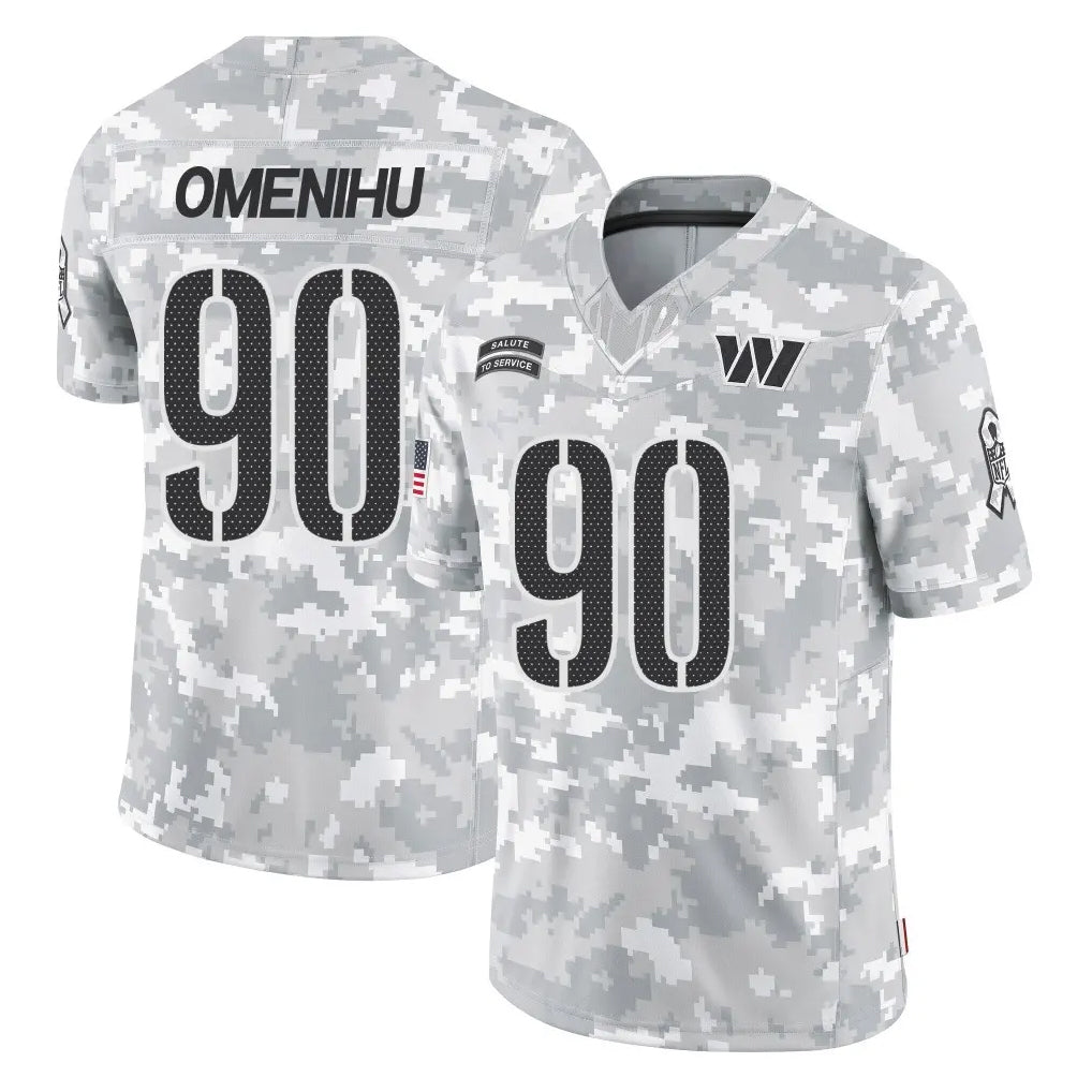 Rebec W.Commanders #90 Charles Omenihu Player Arctic Camo Limited Salute To Service Home Game Stitched Jerseys