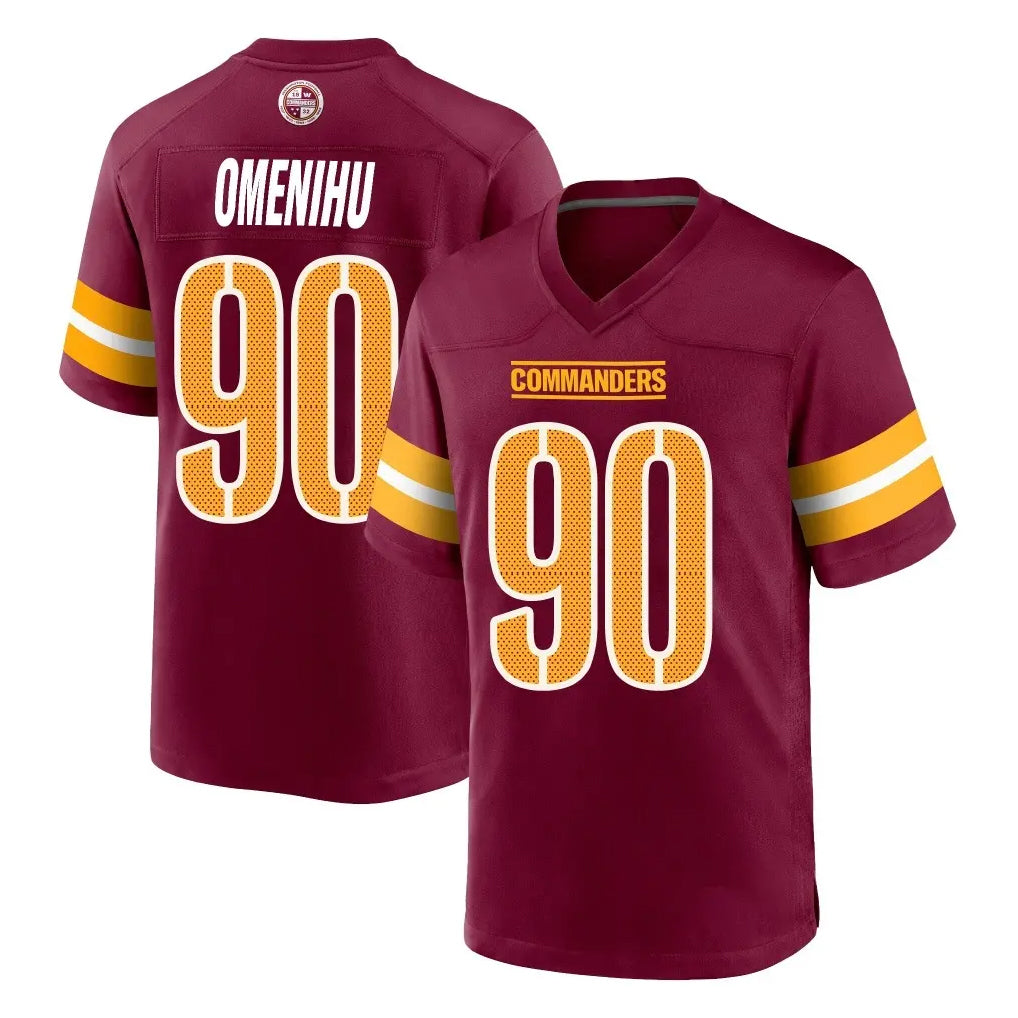 Rebec W.Commanders #90 Charles Omenihu Player Burgundy Home Game Stitched Jerseys
