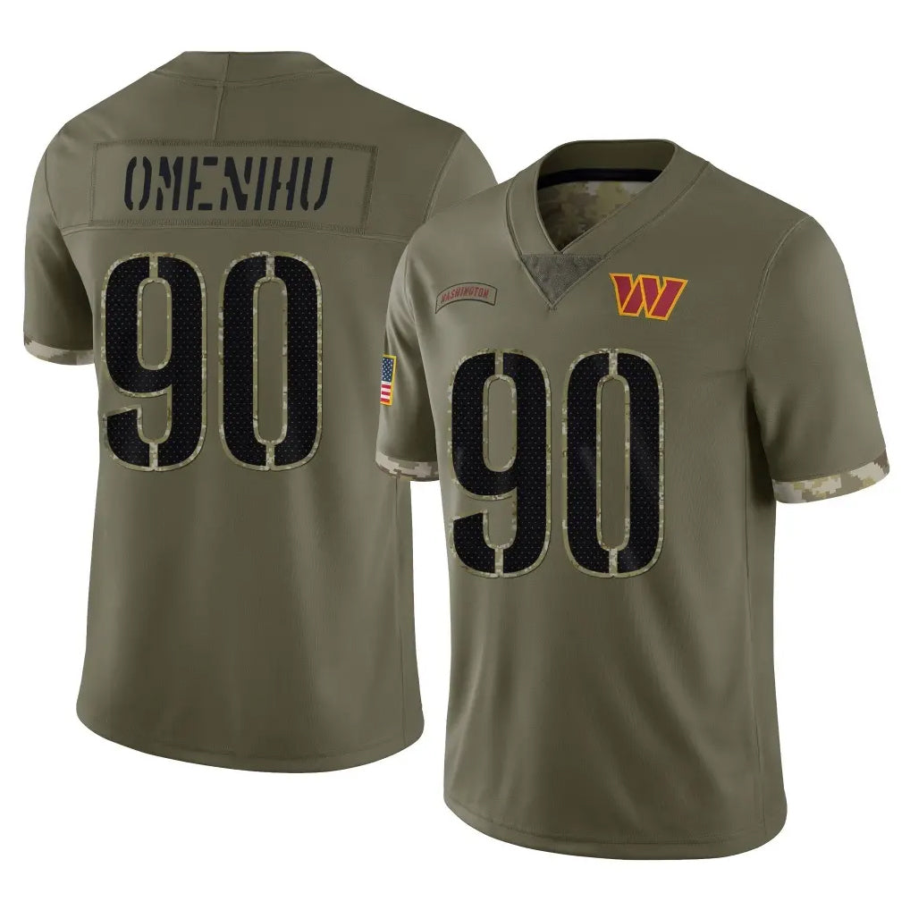 Rebec W.Commanders #90 Charles Omenihu Player Olive Salute To Service Limited Home Game Stitched Jerseys