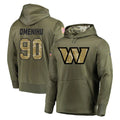Rebec W.Commanders #90 Charles Omenihu Player Olive Salute to Service Pullover Hoodie Limited Home Game Stitched Jerseys