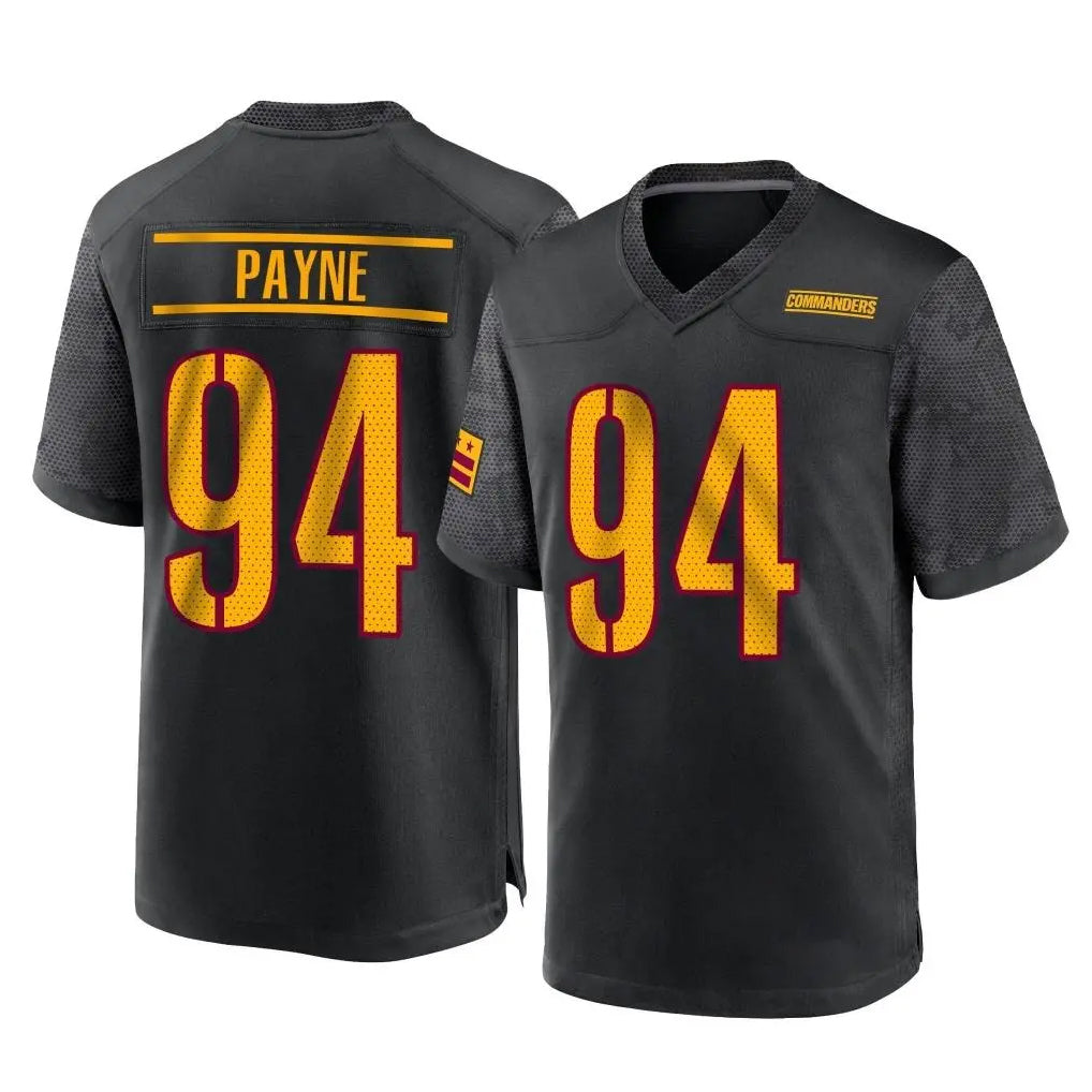 Rebec W.Commanders #94 Daron Payne Player Black Home Game Stitched Jerseys
