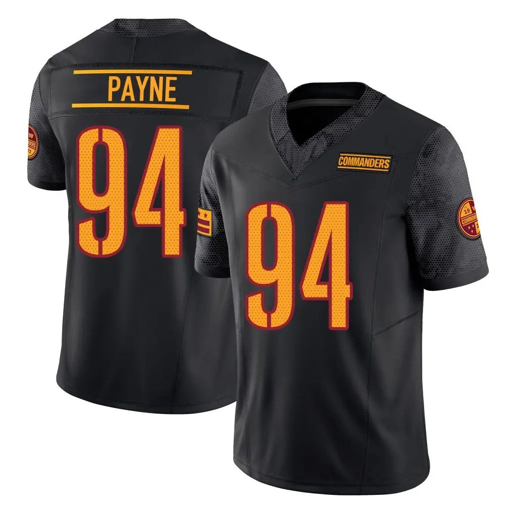 Rebec W.Commanders #94 Daron Payne Player Black Limited Vapor F.U.S.E. Home Game Stitched Jerseys