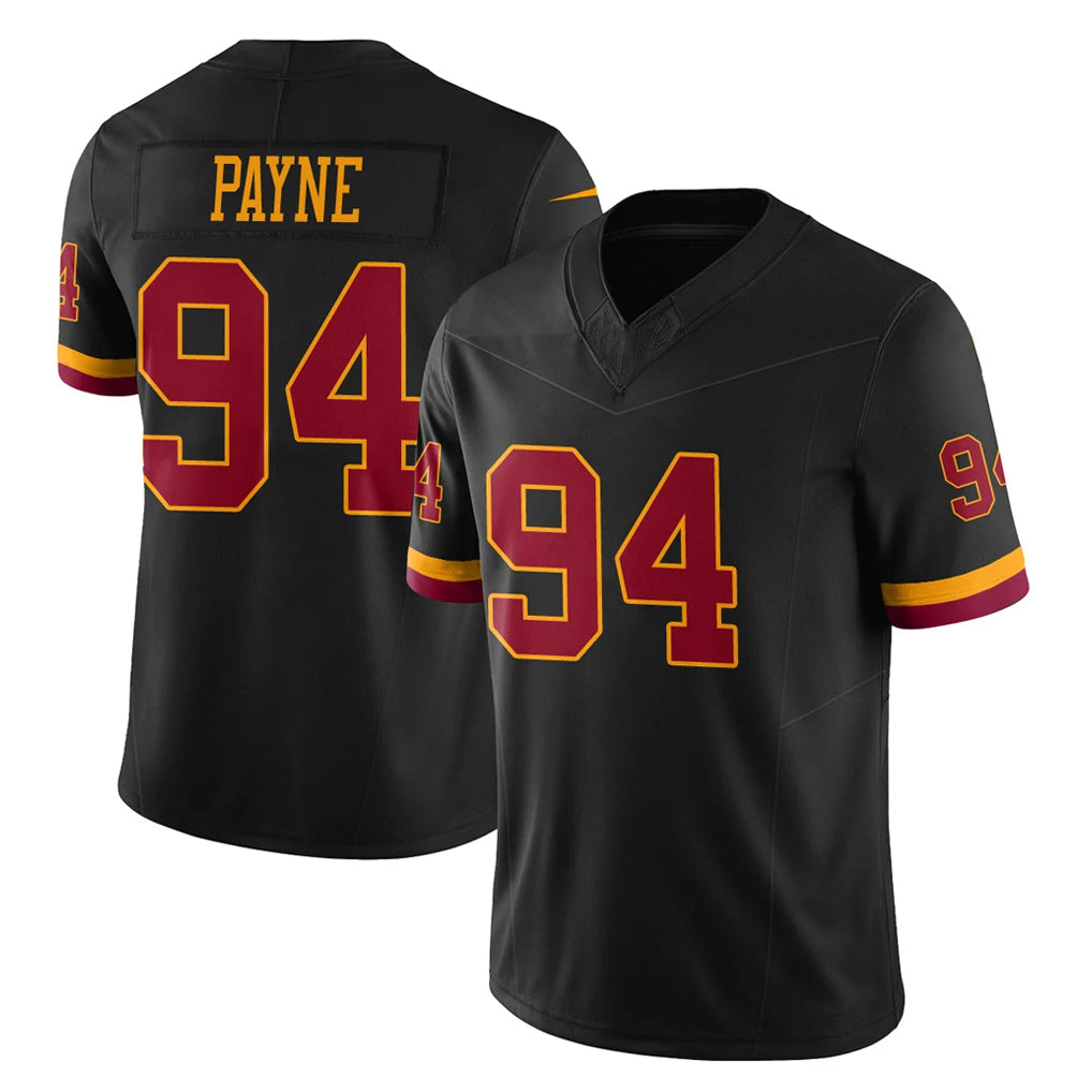 Rebec W.Commanders #94 Daron Payne Player Black Limited Vapor Home Game Stitched Jerseys