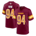 Rebec W.Commanders #94 Daron Payne Player Burgundy Home Game Stitched Jerseys