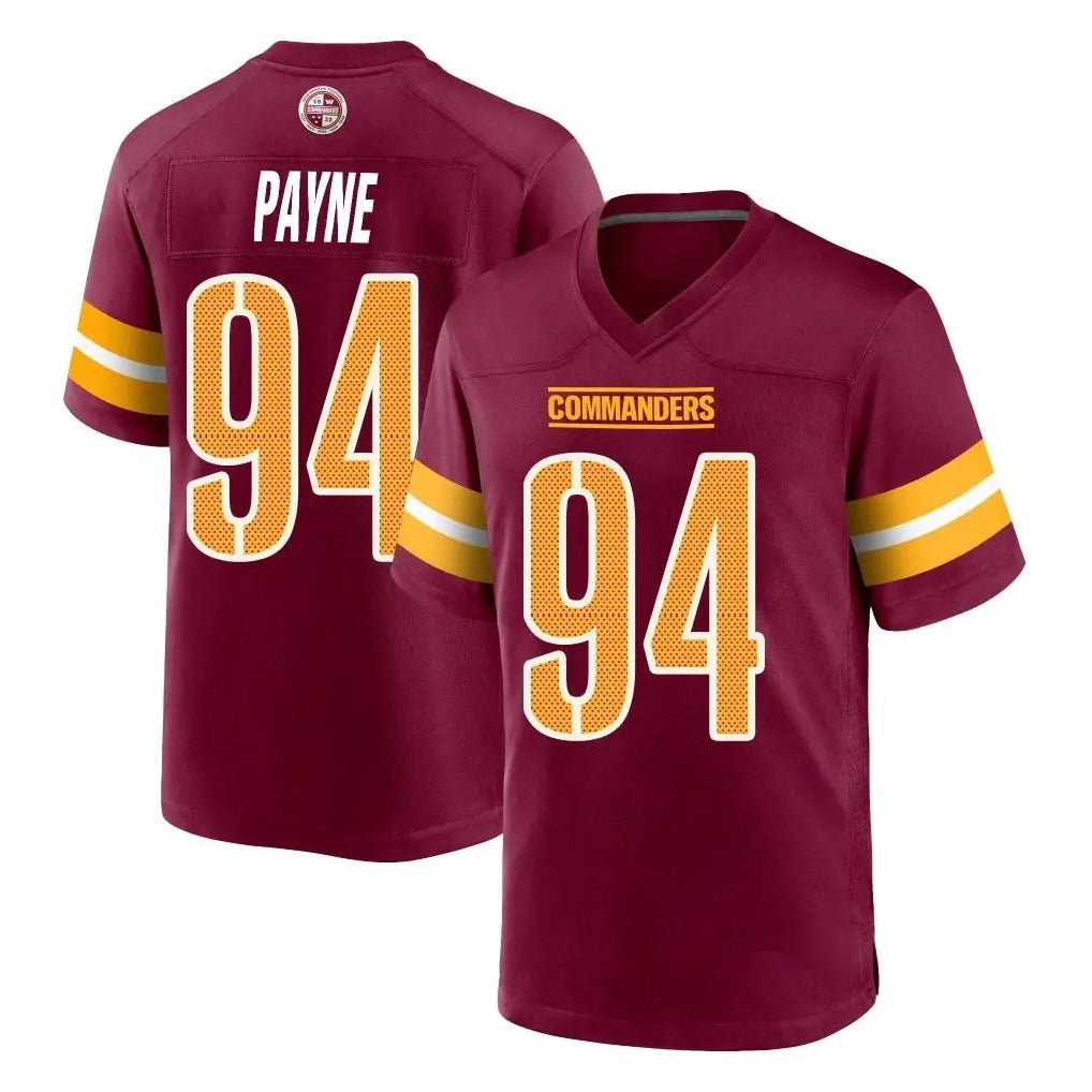 Rebec W.Commanders #94 Daron Payne Player Burgundy Home Game Stitched Jerseys