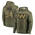 Rebec W.Commanders #94 Daron Payne Player Olive Salute to Service Pullover Hoodie Limited Home Game Stitched Jerseys