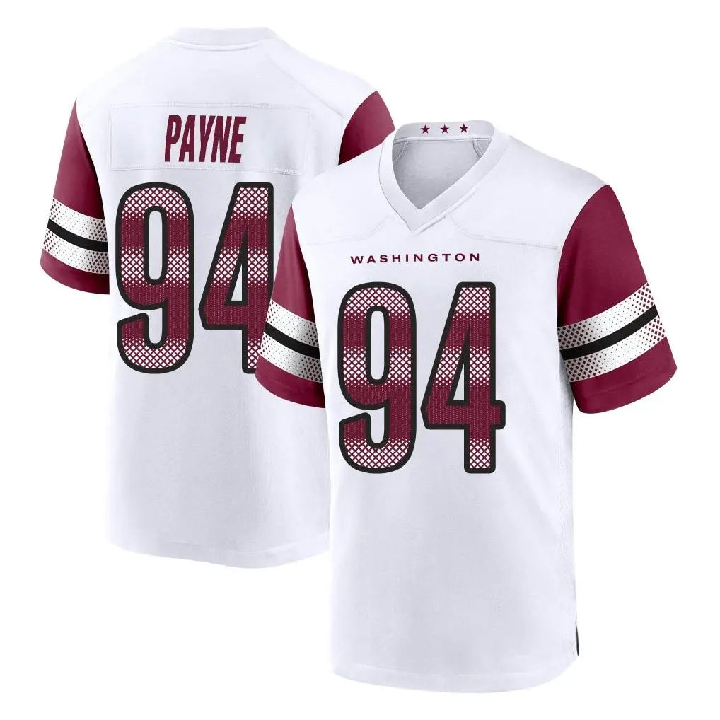 Rebec W.Commanders #94 Daron Payne Player White Game Home Stitched Jerseys