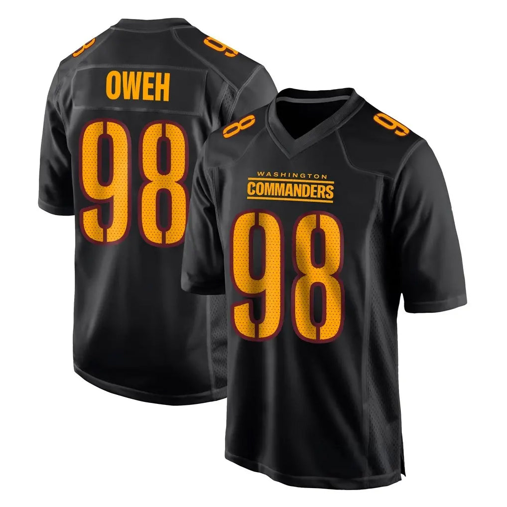Rebec W.Commanders #98 Odafe Oweh Player Black Carbon Fashion Home Game Stitched Jerseys