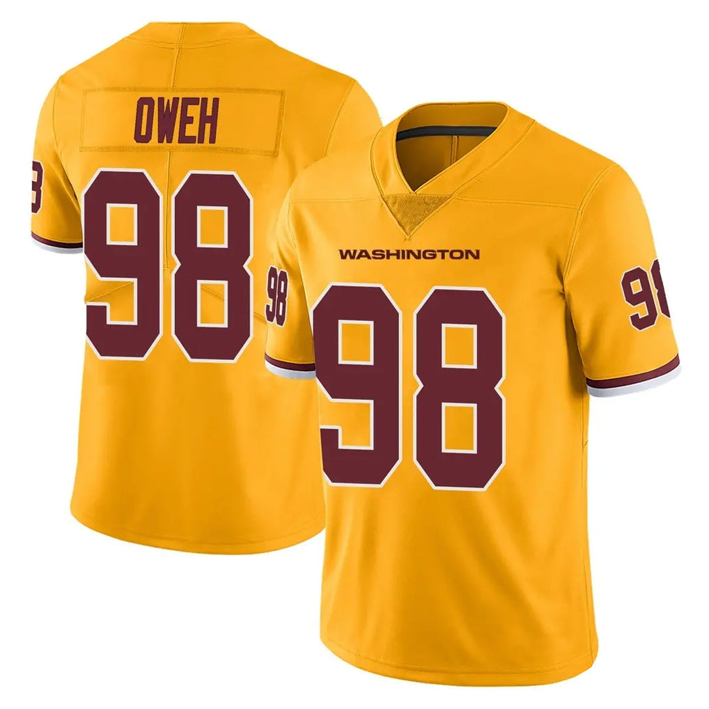Rebec W.Commanders #98 Odafe Oweh Player Gold Limited Color Rush Home Game Stitched Jerseys