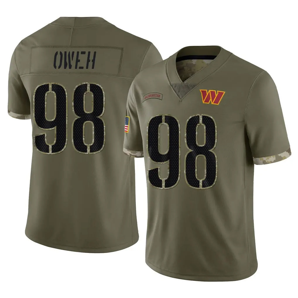 Rebec W.Commanders #98 Odafe Oweh Player Olive Salute To Service Limited Home Game Stitched Jerseys