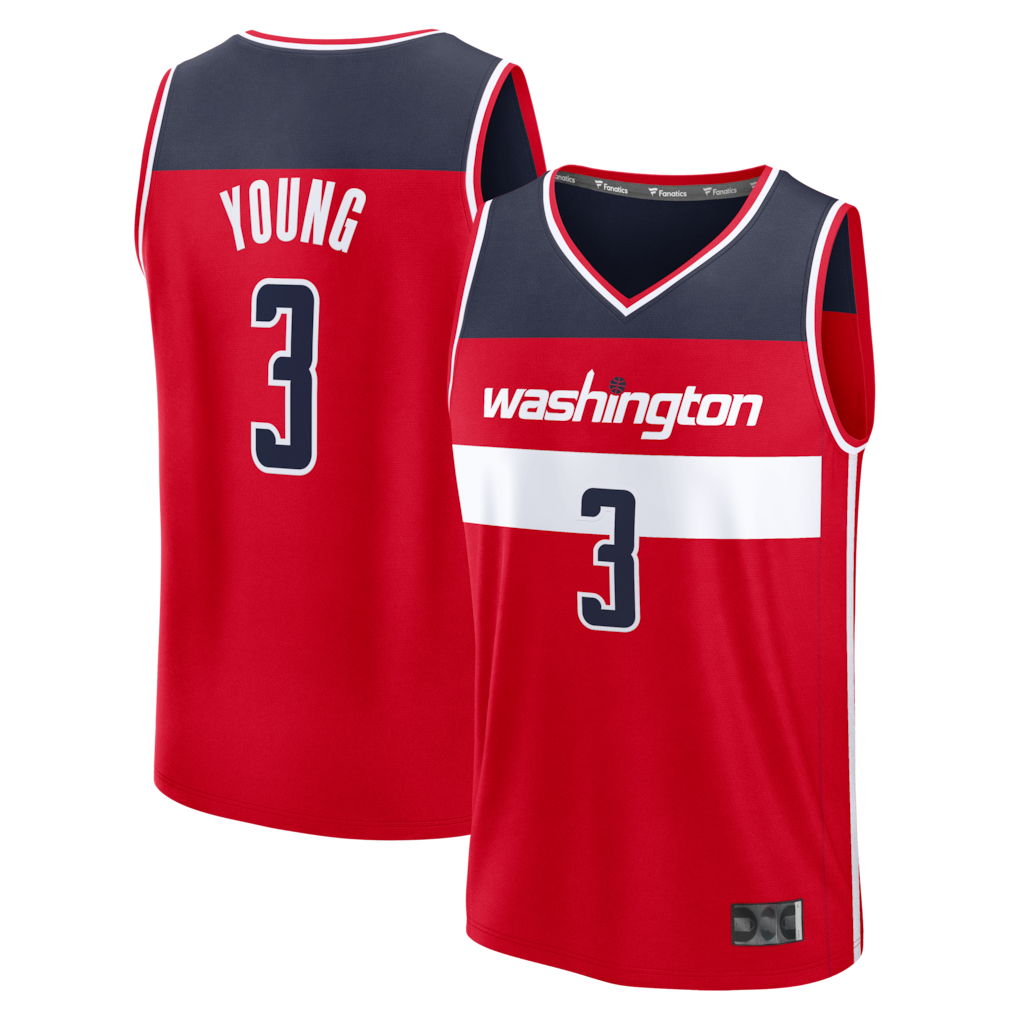 Rebec W.Wizards #3 Trae Young Red Fast Break Jerseys - Icon Edition