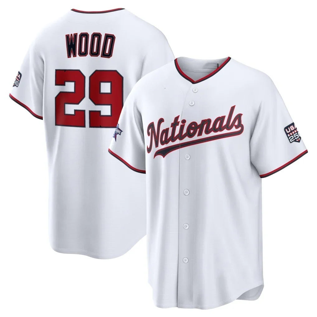 W.Nationals #29 James Wood 2026 All-Star Game White Rebec Replica Baseball Stitched Jerseys