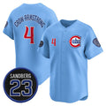 Rebec Chicago Cubs #4 Pete Crow-Armstrong Blue  'Ryne Sandberg Tribute' Vapor Limited V2 Stitched Jersey