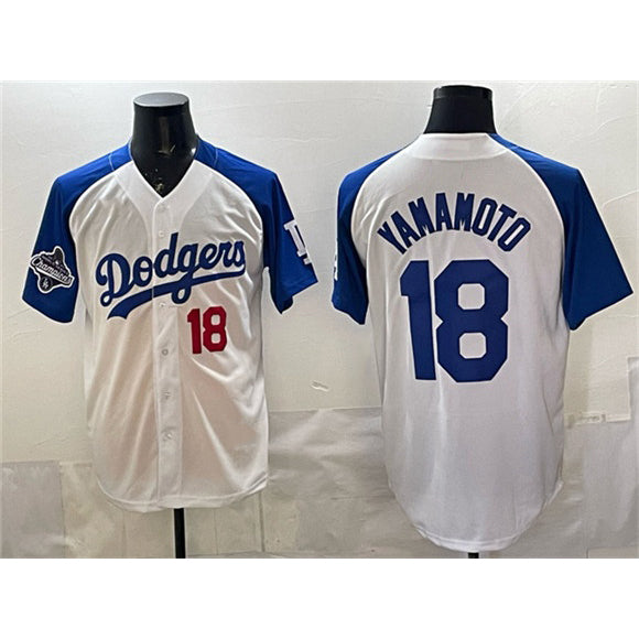 Rebec Los Angeles Dodgers #18 Yoshinobu Yamamoto White Royal  2025 World Series Limited Stitched Jersey