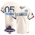 Rebec Los Angeles Dodgers #5 Freddie Freeman Cream  2024 World Series Champions City Connect Limited Stitched Jersey