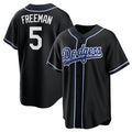 Rebec Los Angeles Dodgers #5 Freddie Freeman Black  Lights Out Limited Stitched Jersey