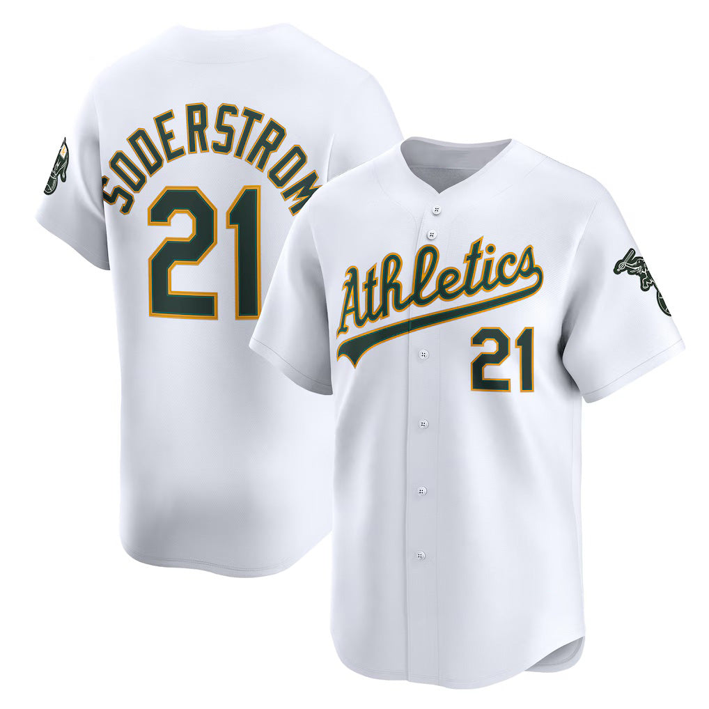 Rebec Oakland Athletics  #21 Tyler Soderstrom White  Home Limited Player Jersey