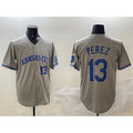 Rebec Kansas City Royals #13 Salvador Perez Gray  2024 Away Limited Stitched Jersey