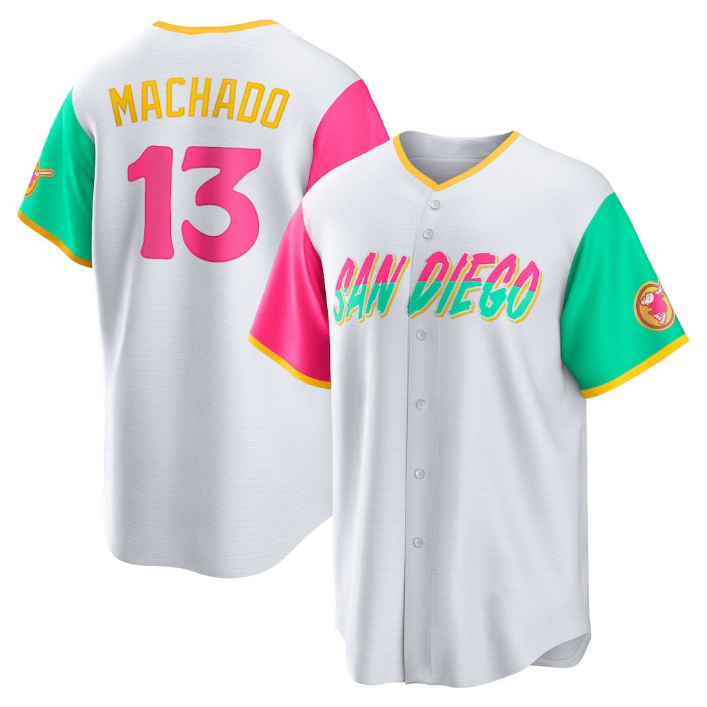 Rebec San Diego Padres #13 Manny Machado White  City Connect Replica Player Jersey