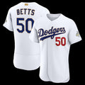 Rebec Los Angeles Dodgers #50 Mookie Betts White  2026 Gold Collection Authentic Jersey