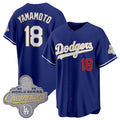 Rebec Los Angeles Dodgers #18 Yoshinobu Yamamoto Royal  2026 Alternate Gold Collection Stadium Stitched Jersey