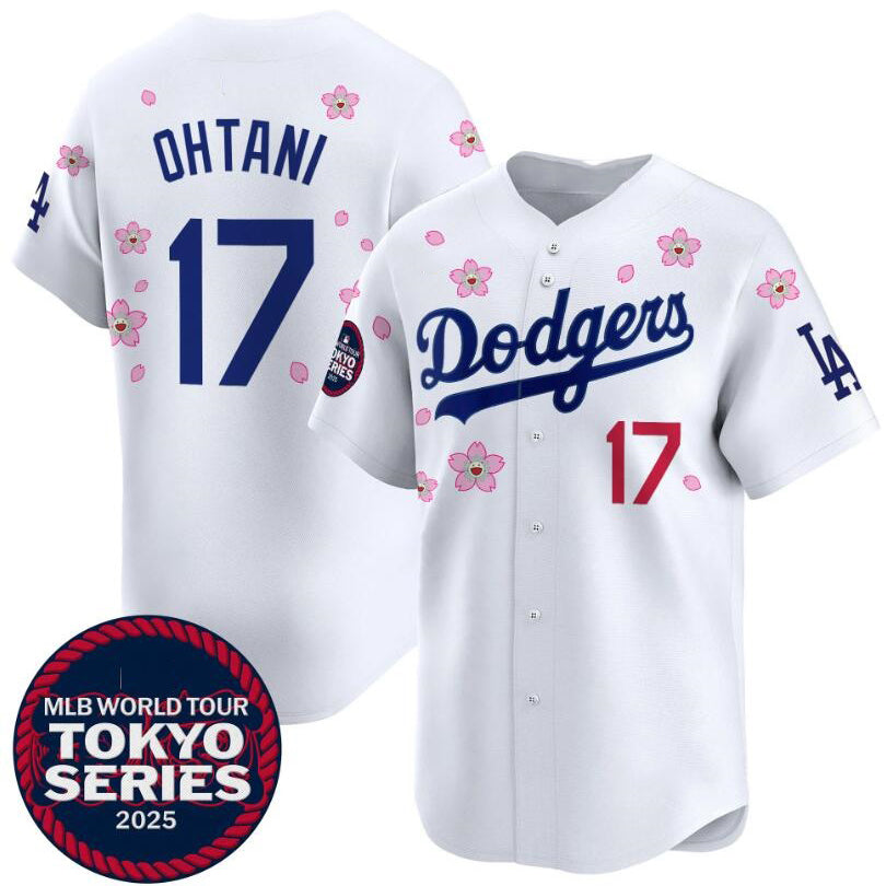 Rebec Los Angeles Dodgers #17 Shohei Ohtani White  2025 Tokyo Series Limited Stitched Jersey