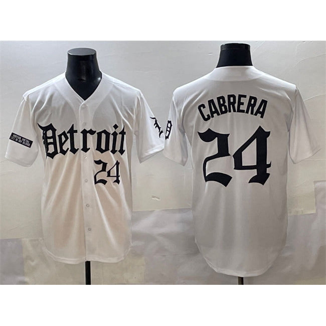 Rebec Detroit Tigers #24 Miguel Cabrera White  'Motor Gothic Edition' Vapor Premier Limited Stitched Jersey
